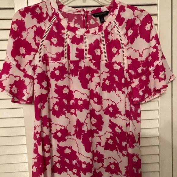 Banana Republic fuschia/white top-Petite Small - Picture 1 of 3